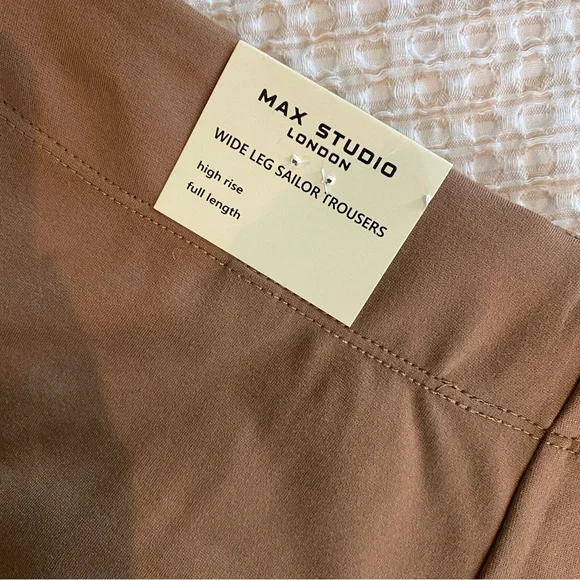 Max Studio London Chocolate Wide-Leg Sailor Womens Pants Trousers | Size S - Picture 8 of 12